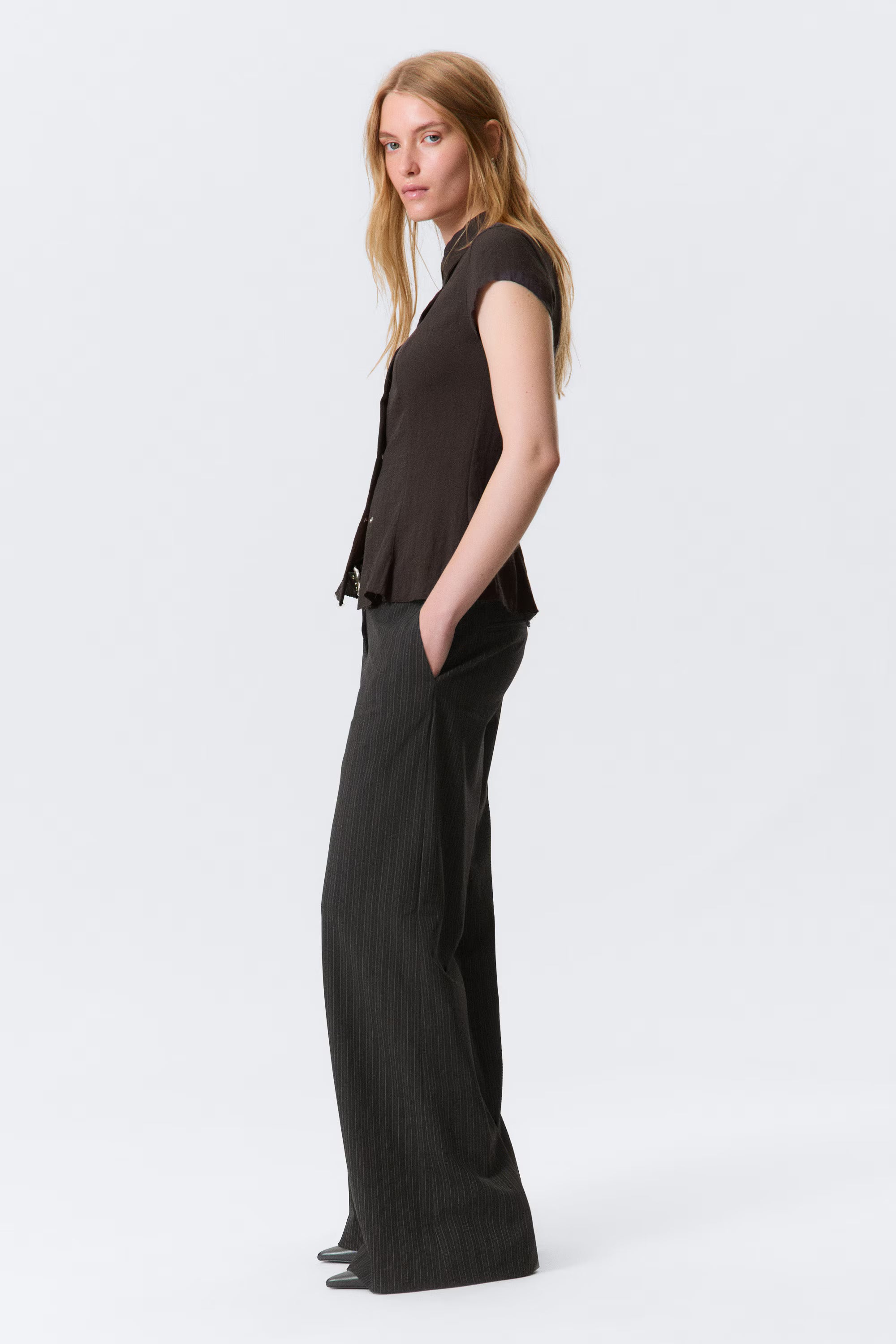 Low-Waist Flared Trousers