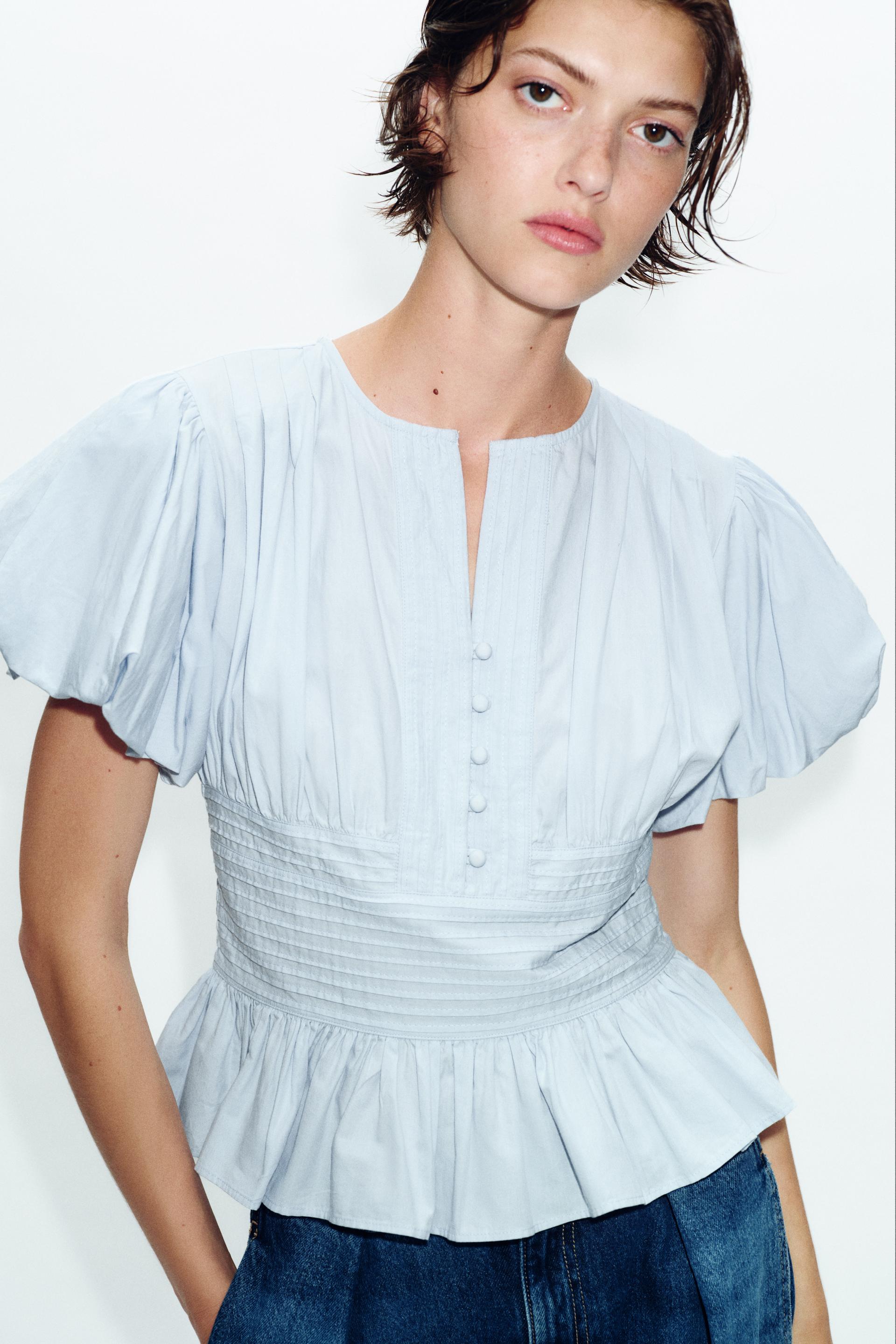 Liora | Pleated Balloon Sleeve Blouse