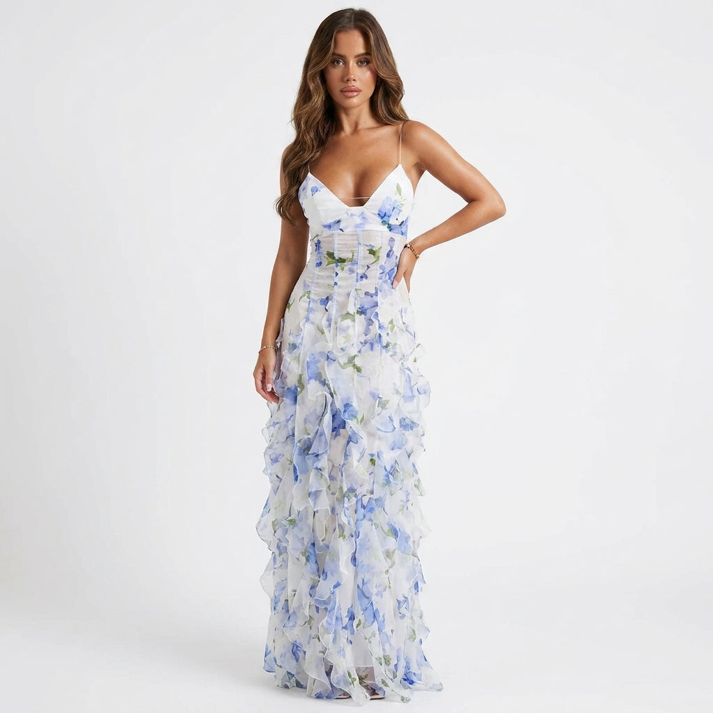 Isabella Floral Corset Maxi Dress