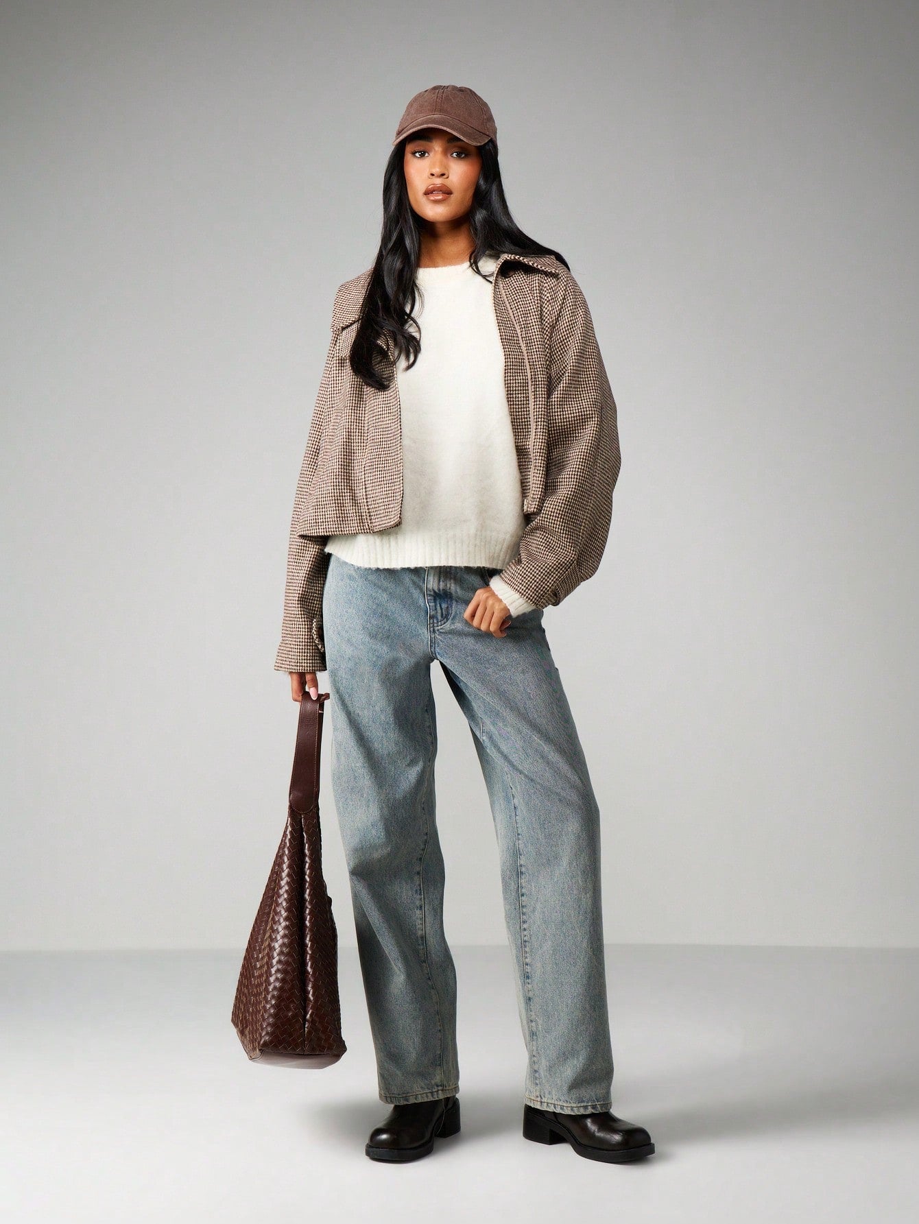 Lina | Cozy Oversized Houndstooth Jacket
