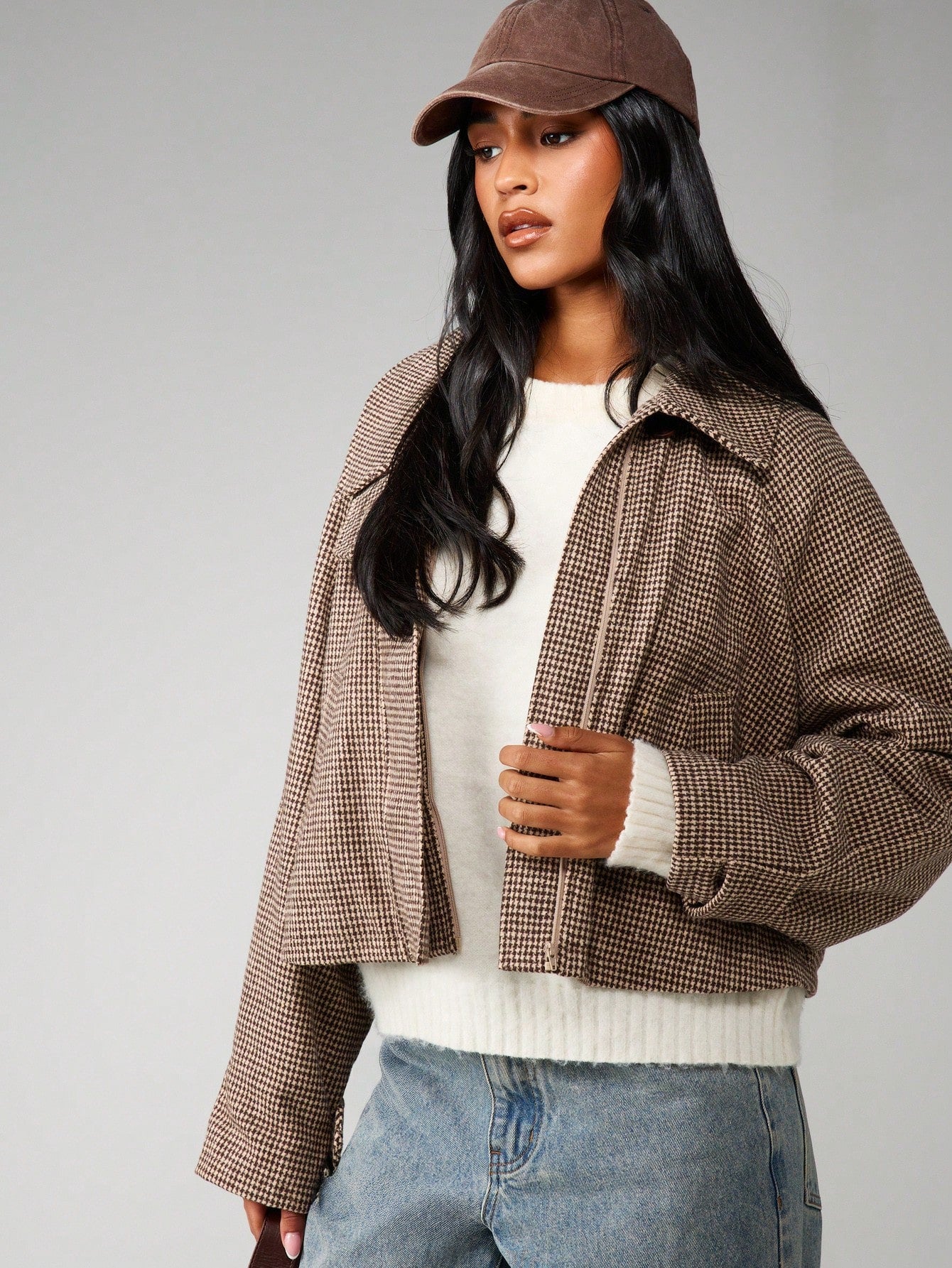 Lina | Cozy Oversized Houndstooth Jacket