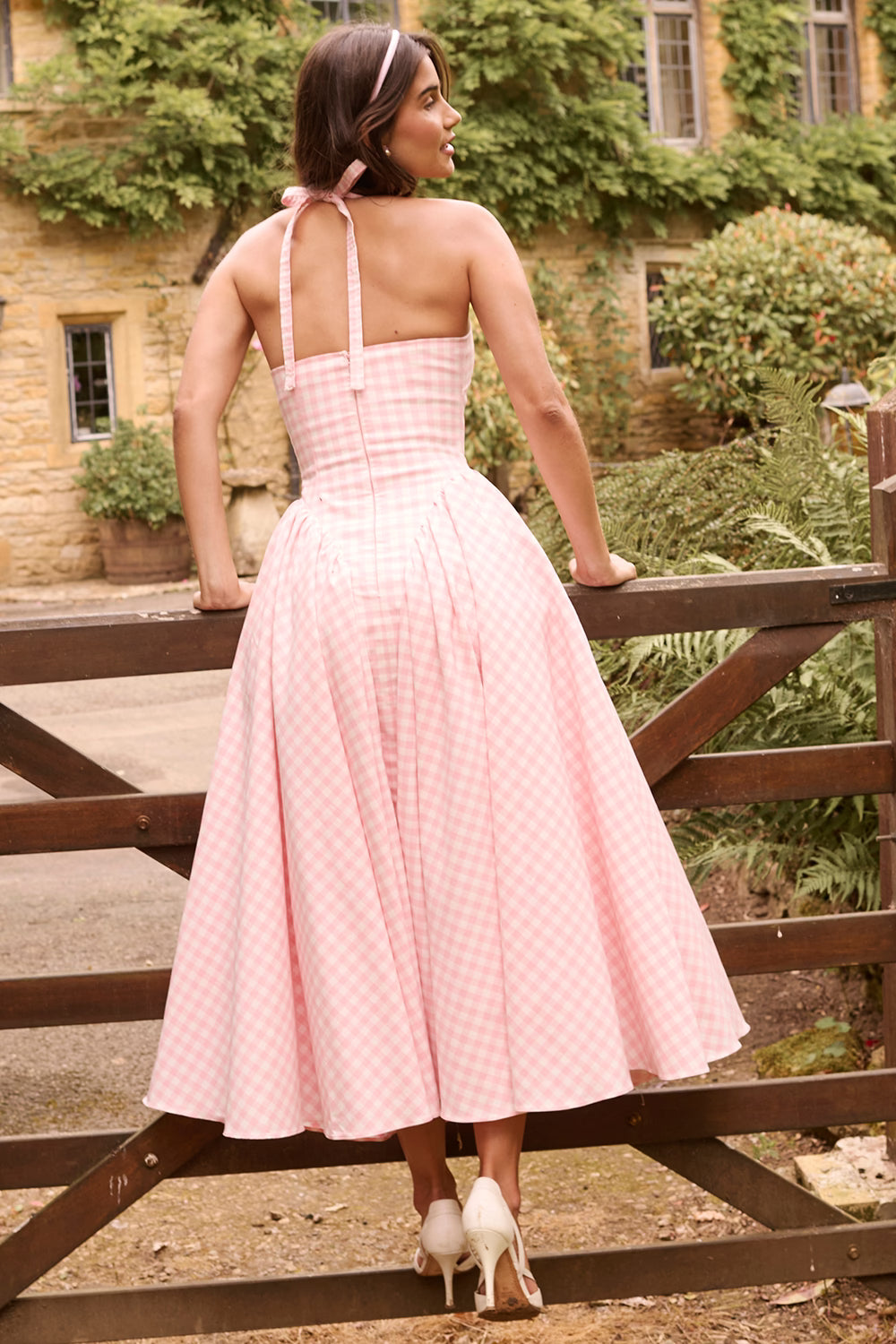 Marabella | Gingham Halter Midi Dress