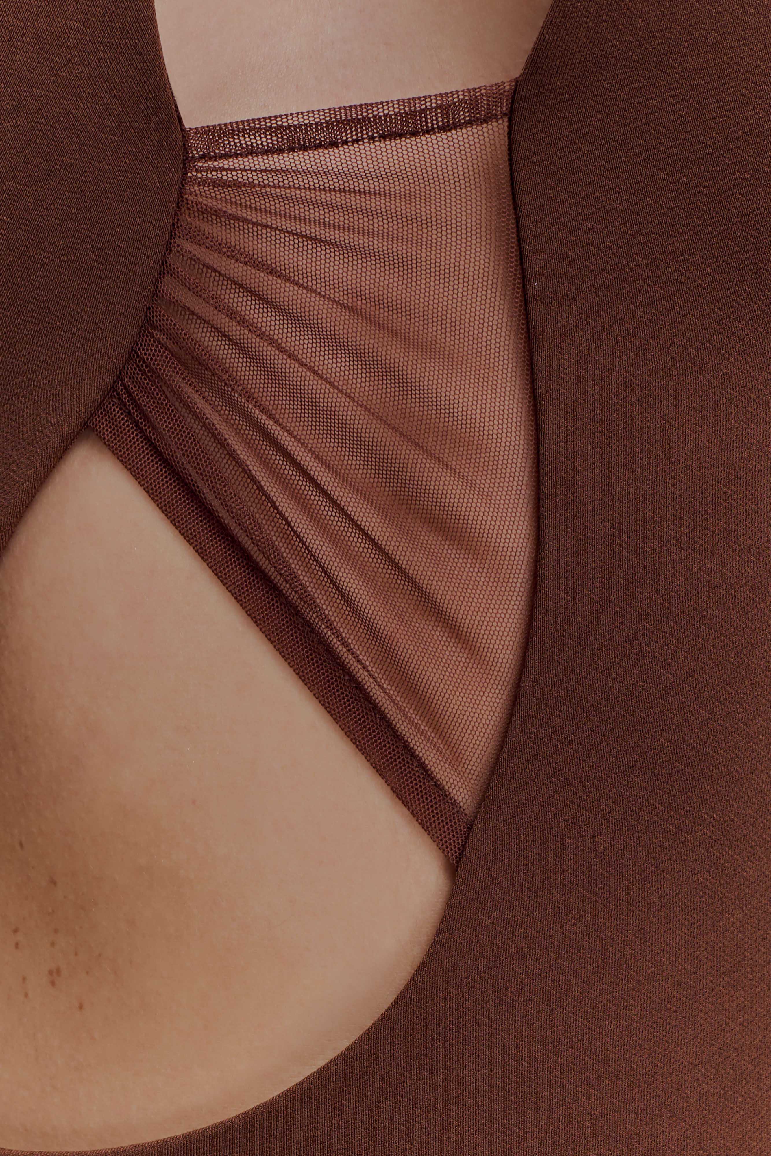 Elowen | Crepe & Mesh Halter Maxi Dress