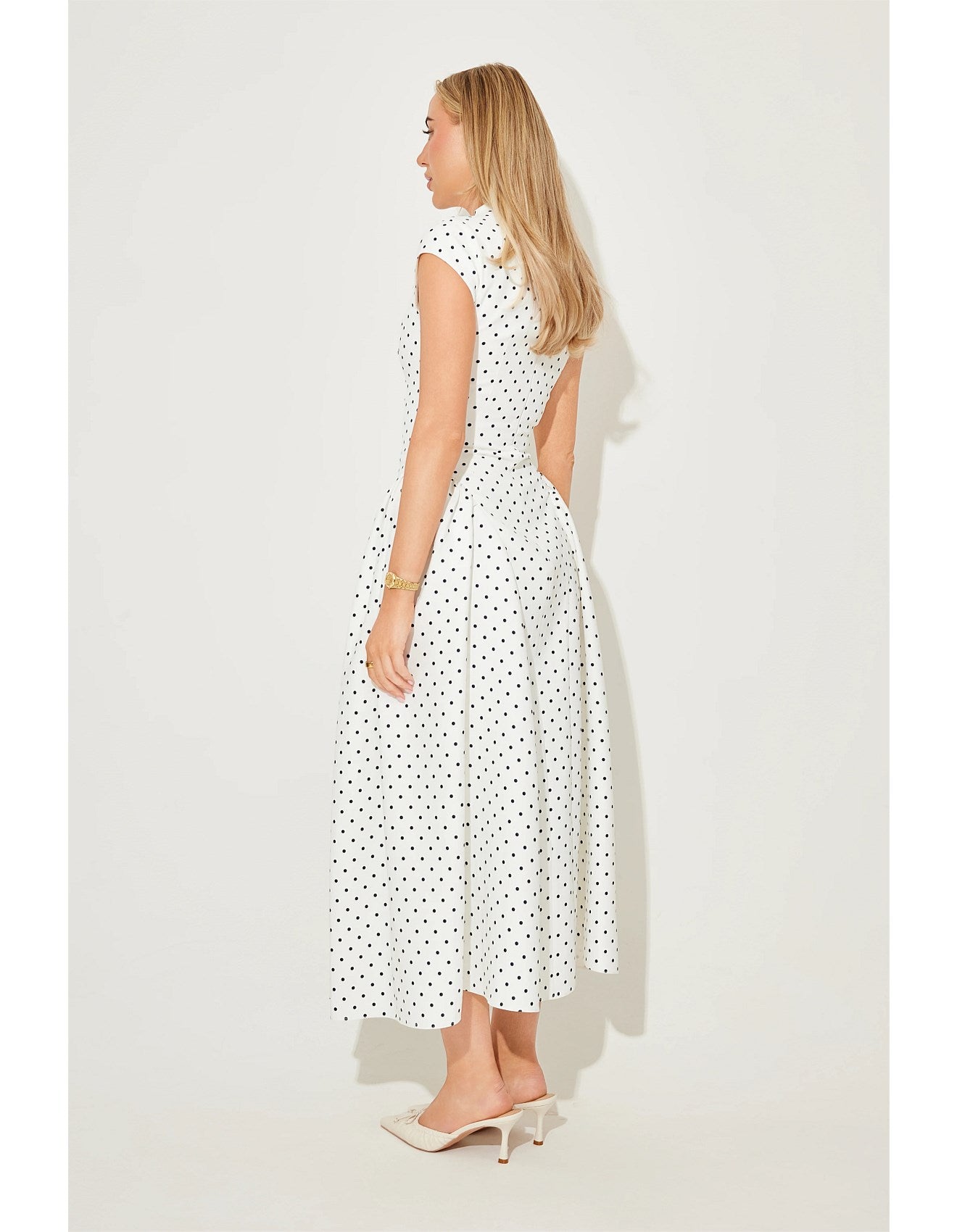 Elowen | Polka Gathered Midi Dress