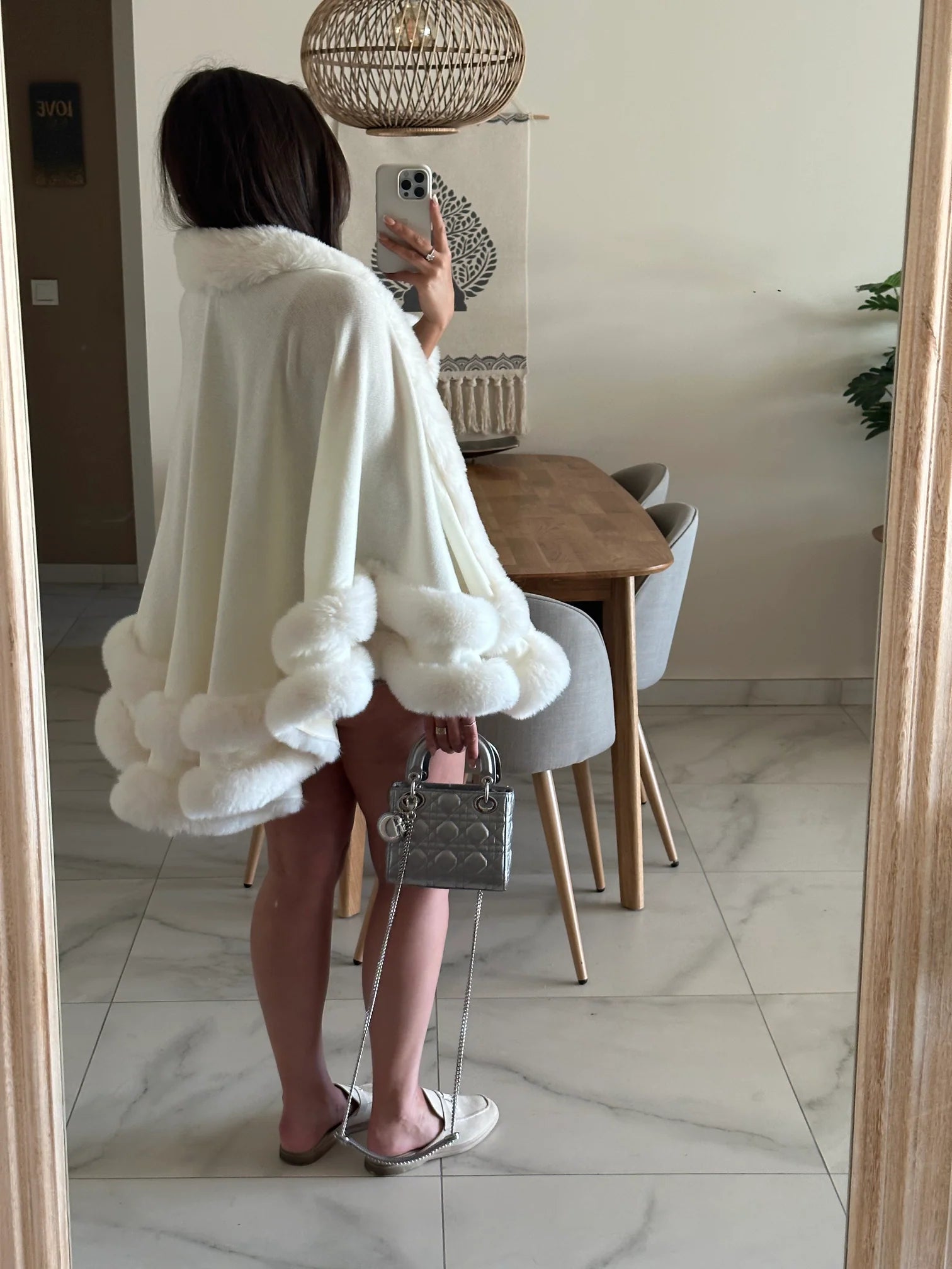 Maelis | Faux Fur Trim Cape – Mocha