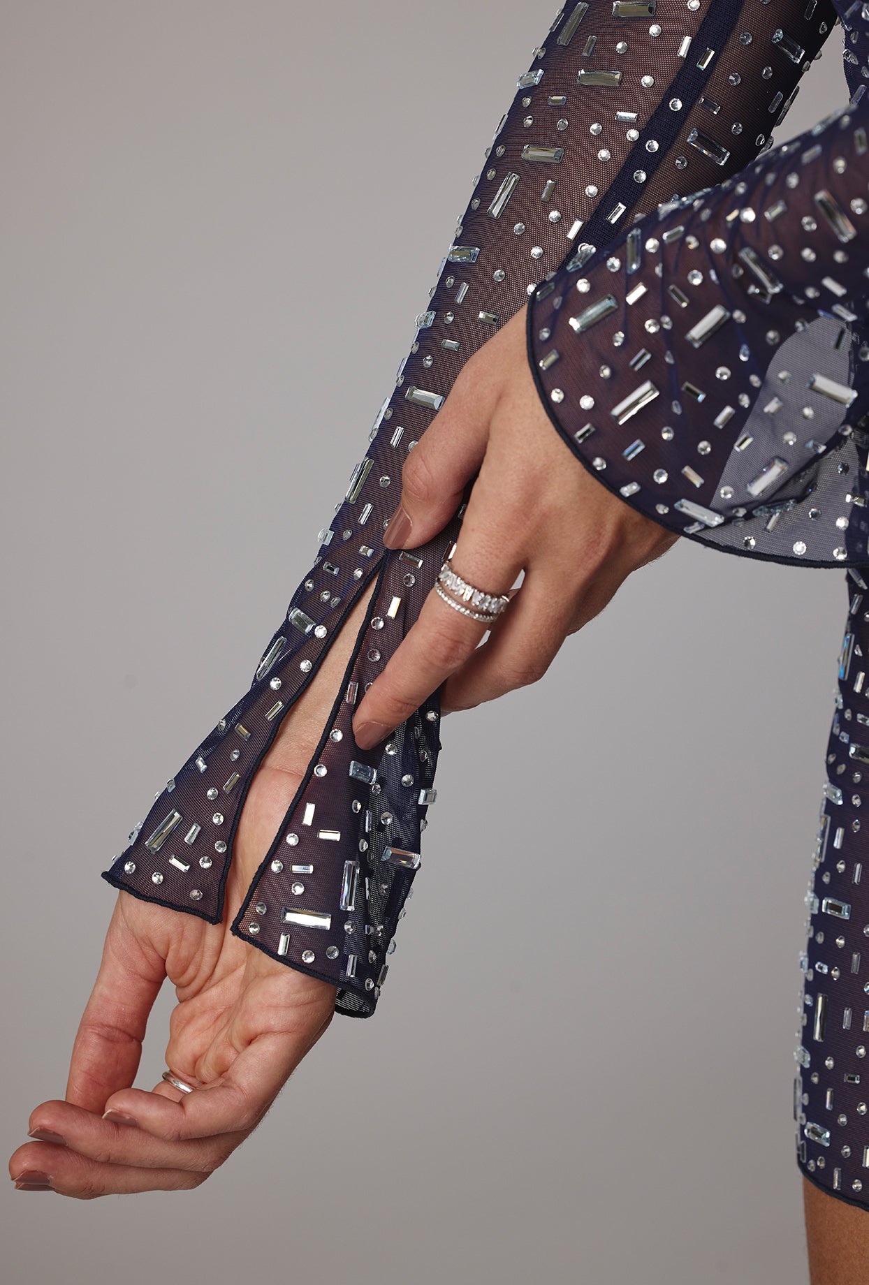 Zeta | Sheer Embellished A-Line Mini Dress