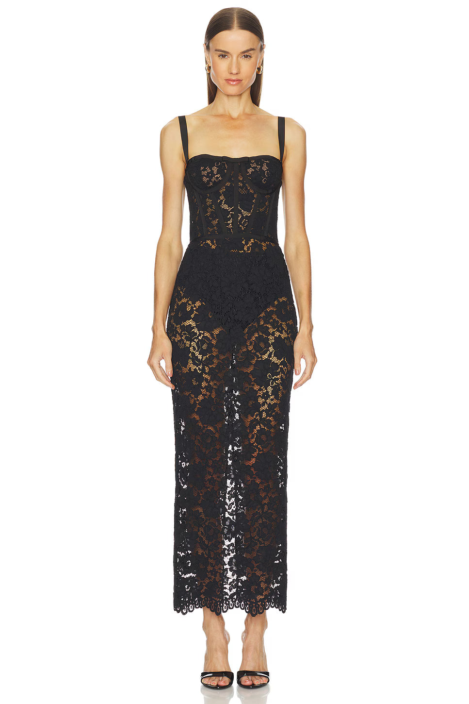Selene | Sheer Eyelet Midi Dress