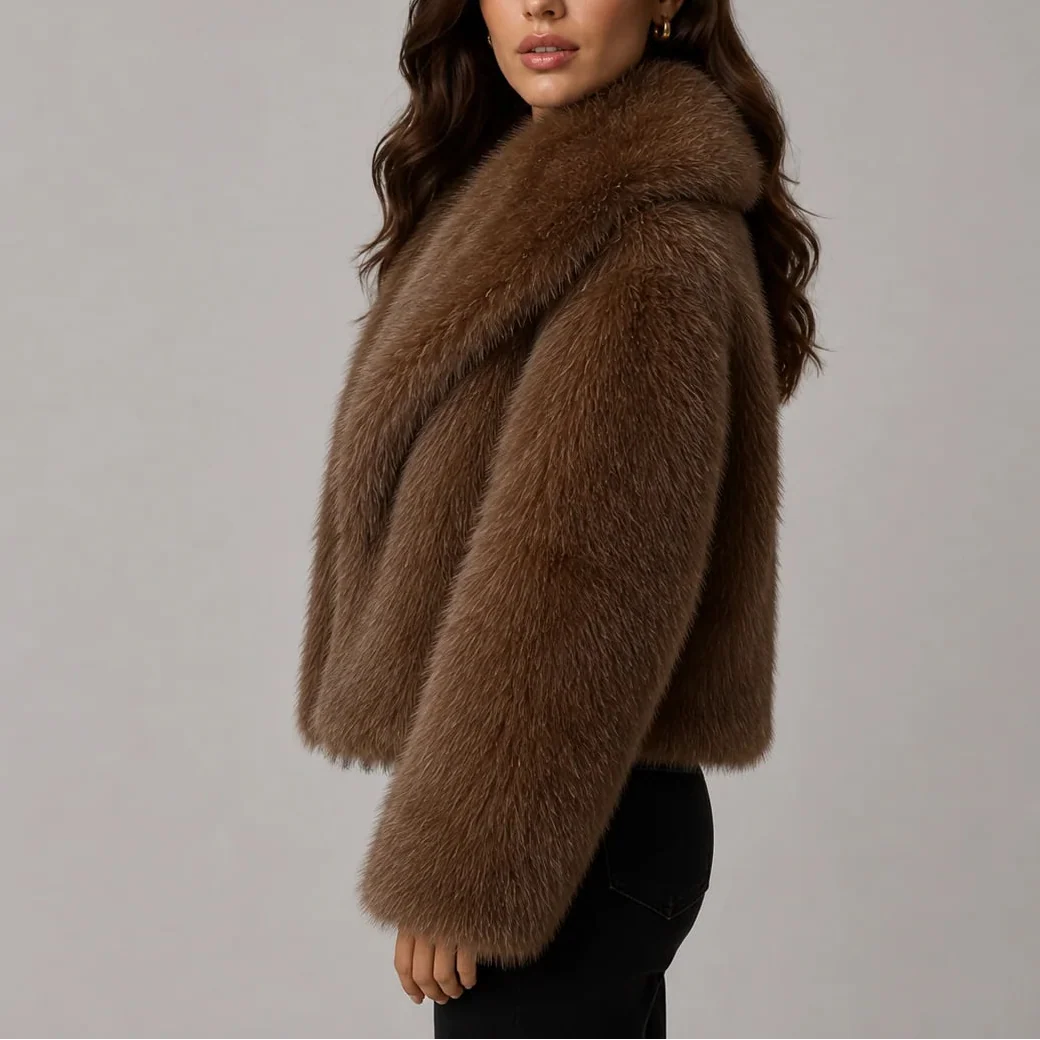 Women's Faux Fur Jacket | Cropped Winter Jacket