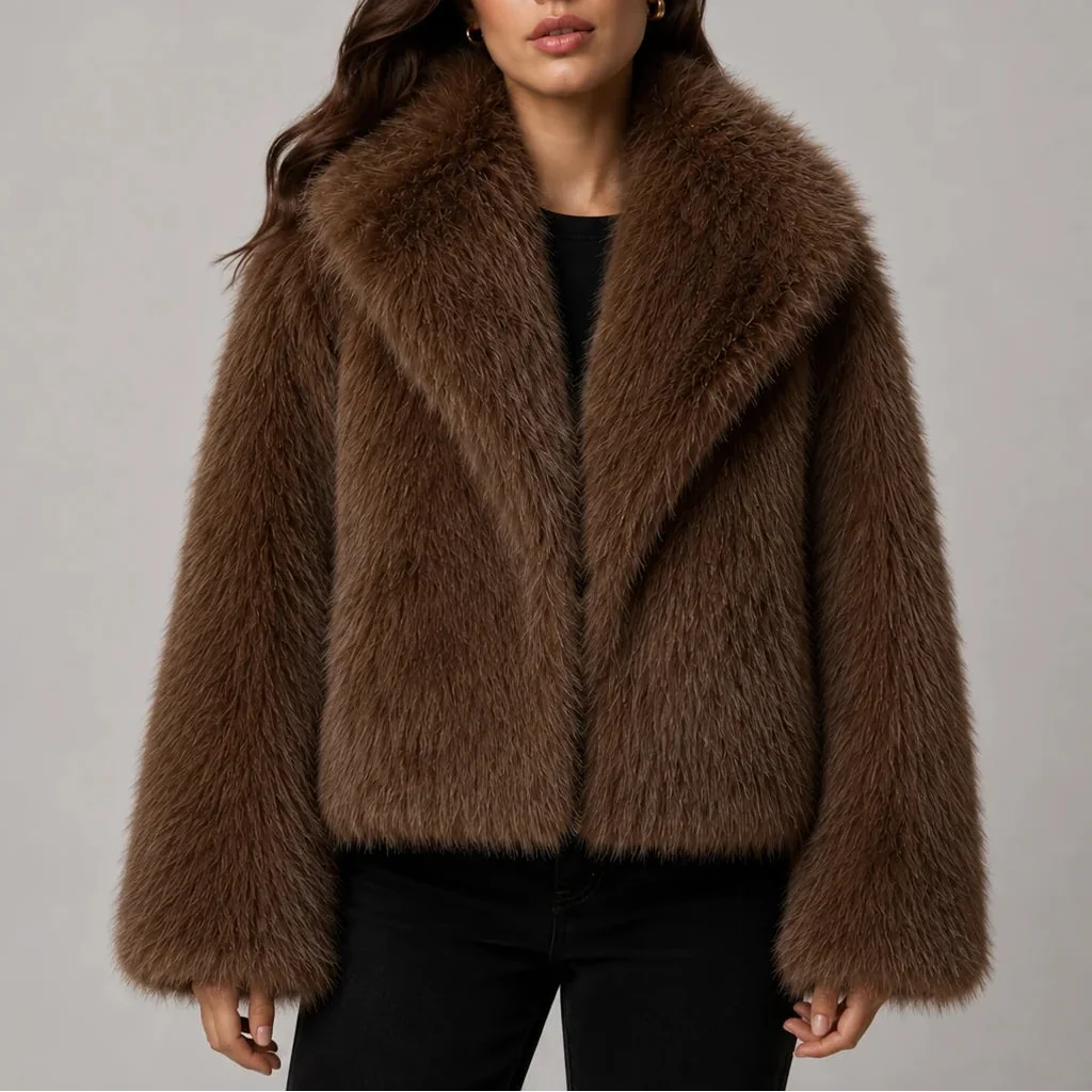 Women's Faux Fur Jacket | Cropped Winter Jacket