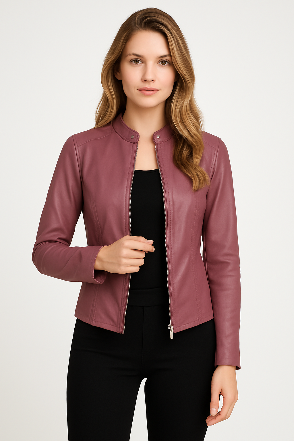 Elara Faux Leather Cropped Jacket