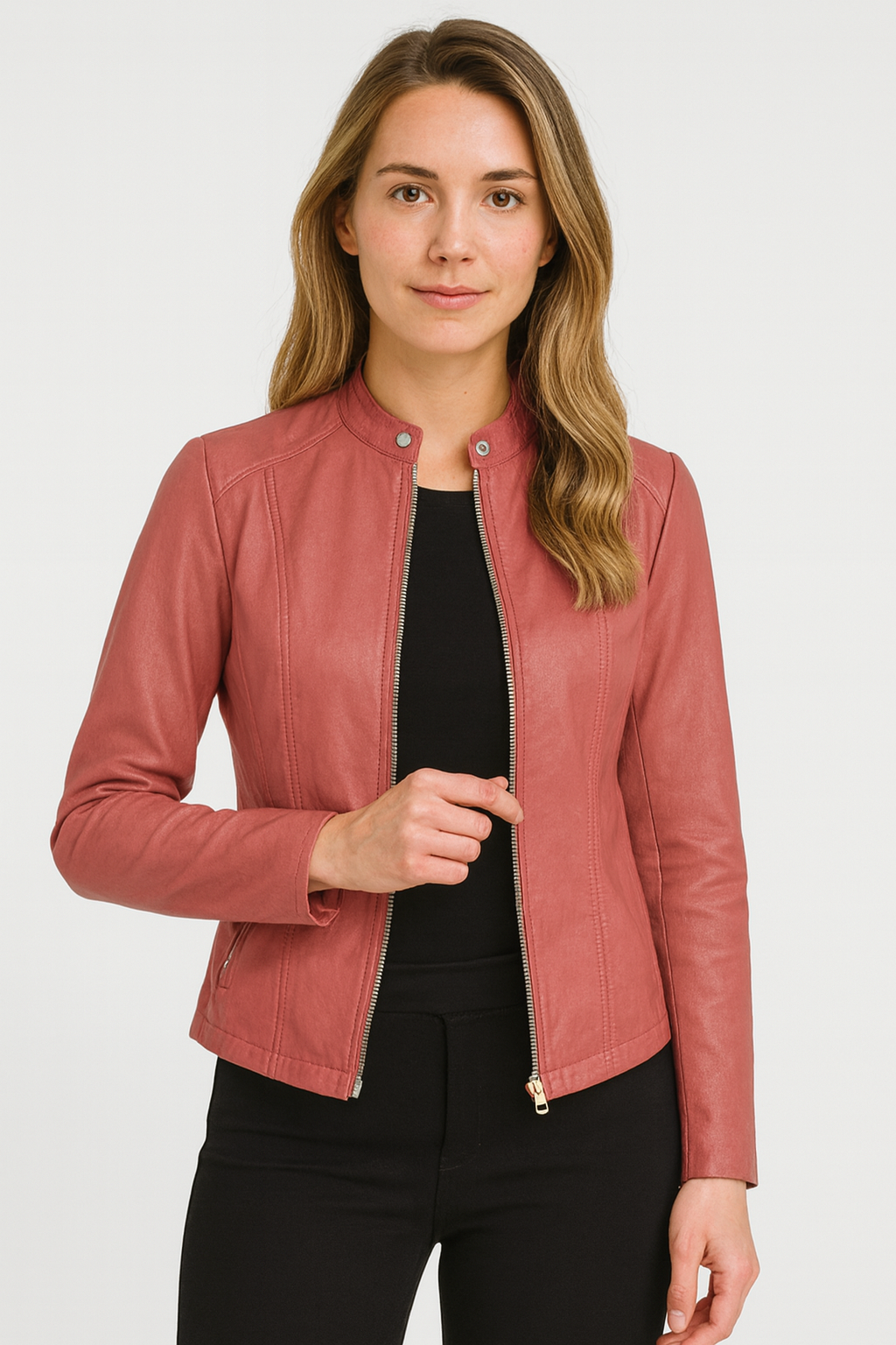 Elara Faux Leather Cropped Jacket