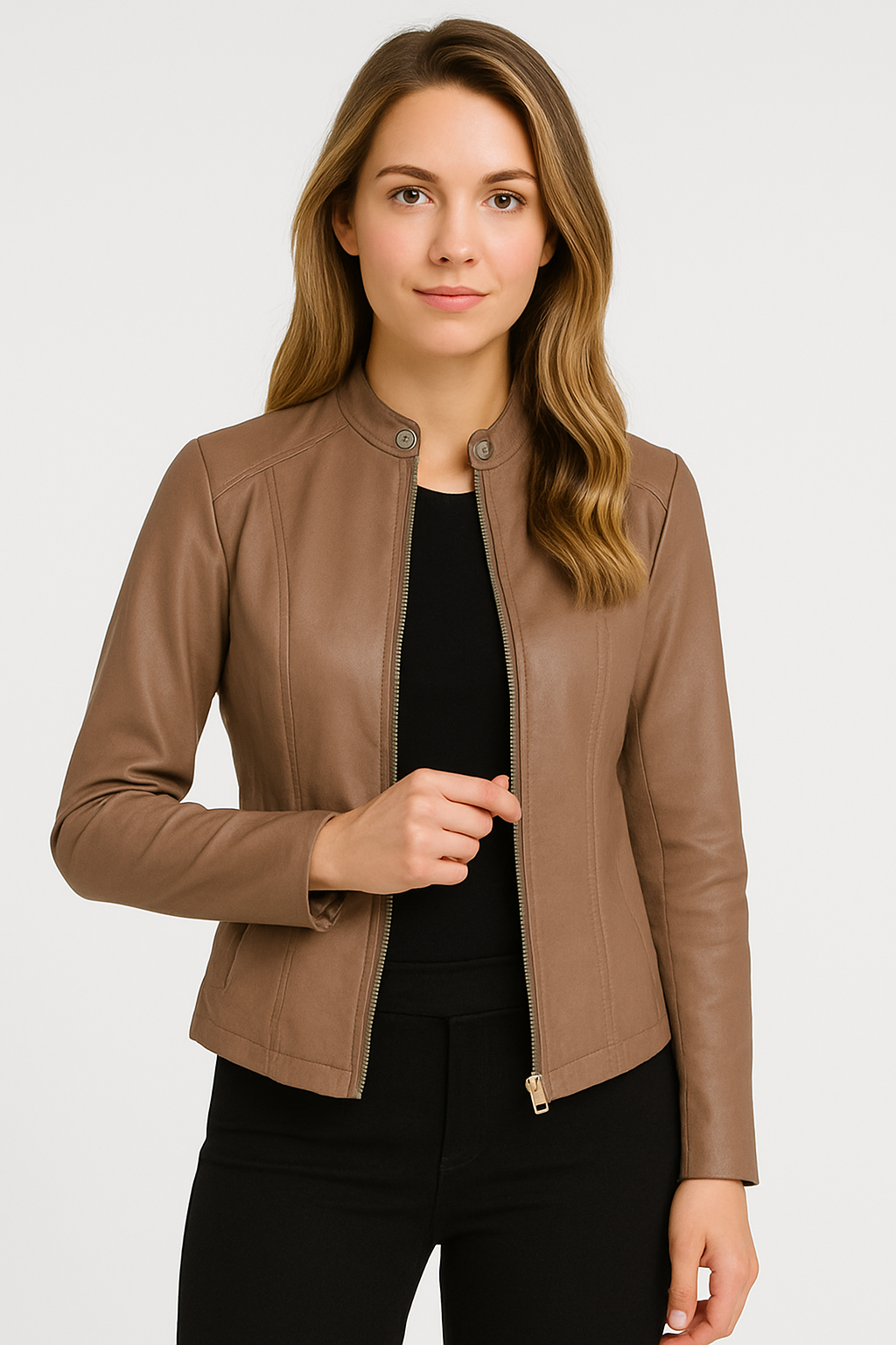 Elara Faux Leather Cropped Jacket