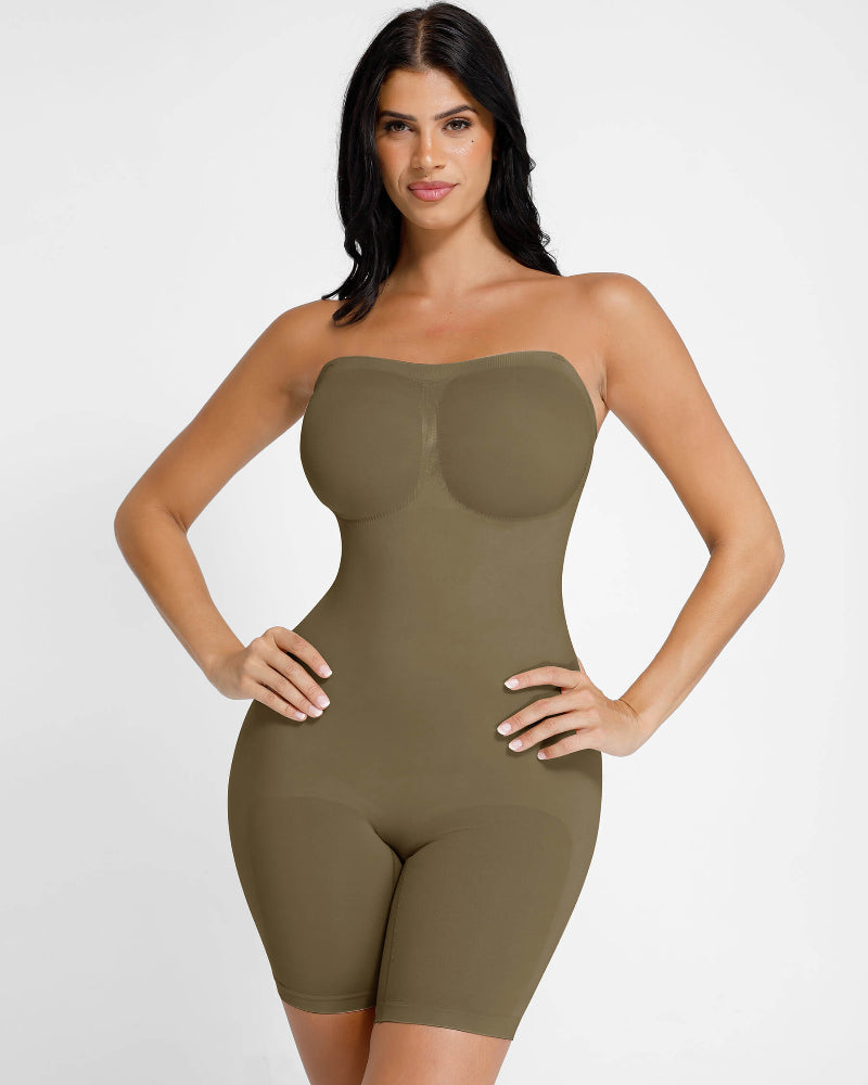 Seamless Strapless Bodysuit with Removable Straps