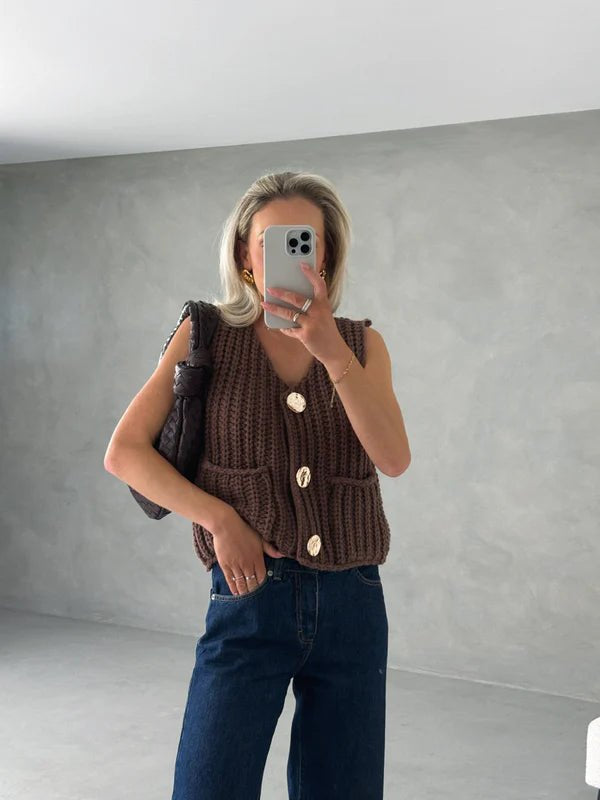 Camille Chunky Knit Vest Cardigan