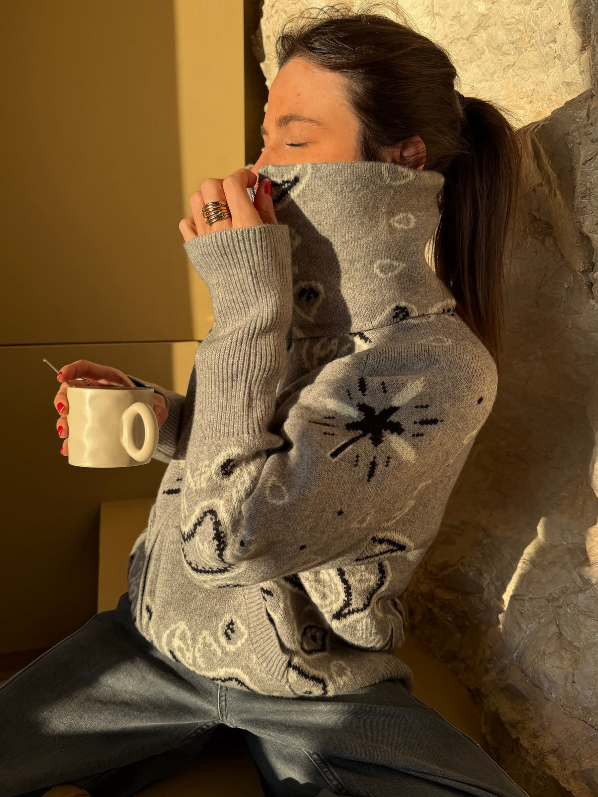 Delaney Paisley Zip-Up Cardigan