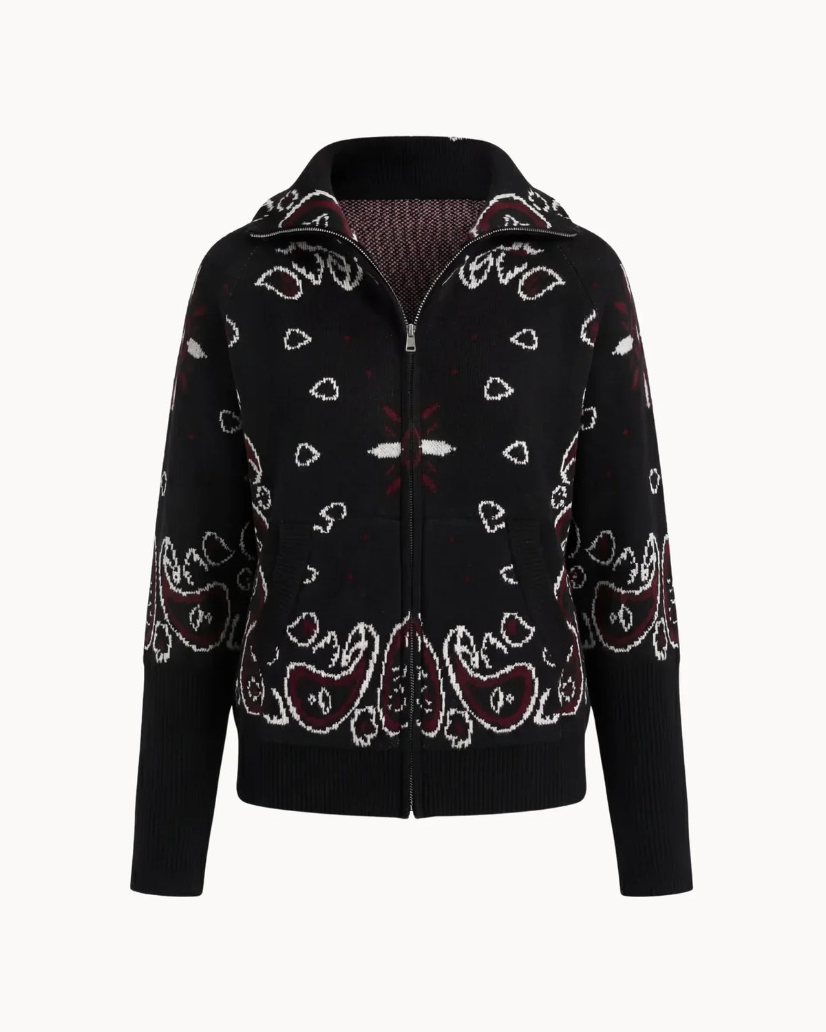 Delaney Paisley Zip-Up Cardigan