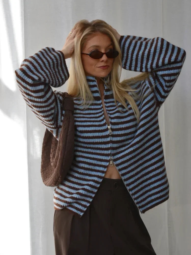 Maren Striped Chunky Knit Cardigan