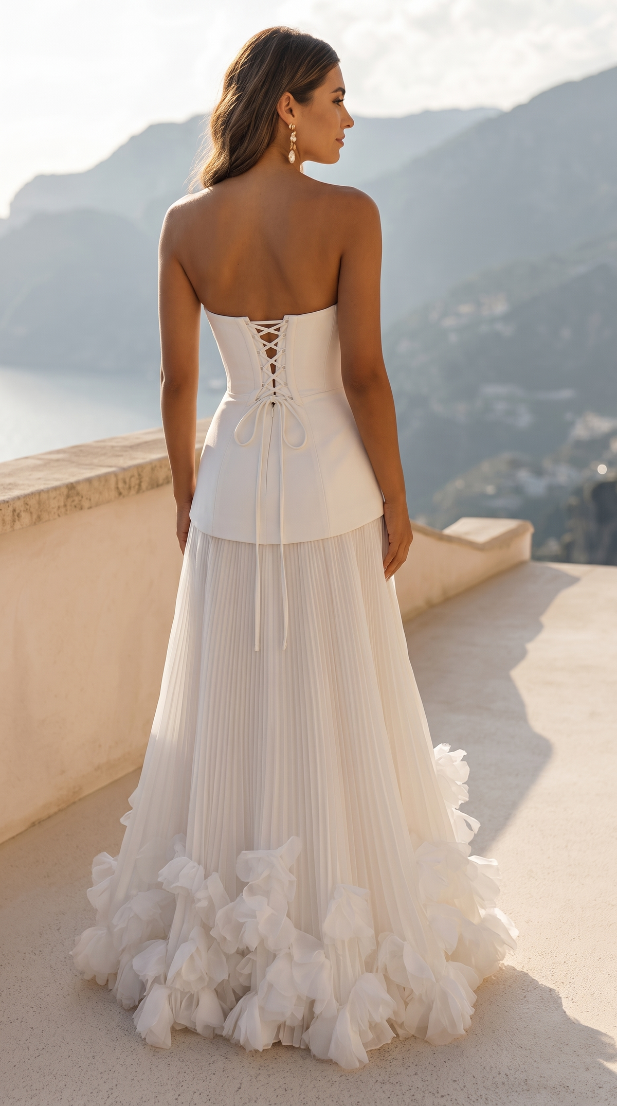 Strapless Maxi Dress – Valentina Floral Pleated Evening Dress