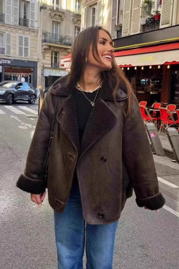 Rosemary Faux Shearling Aviator Jacket