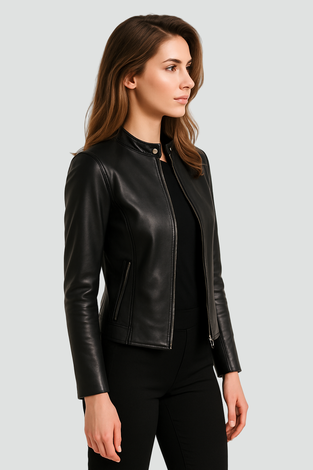 Elara Faux Leather Cropped Jacket