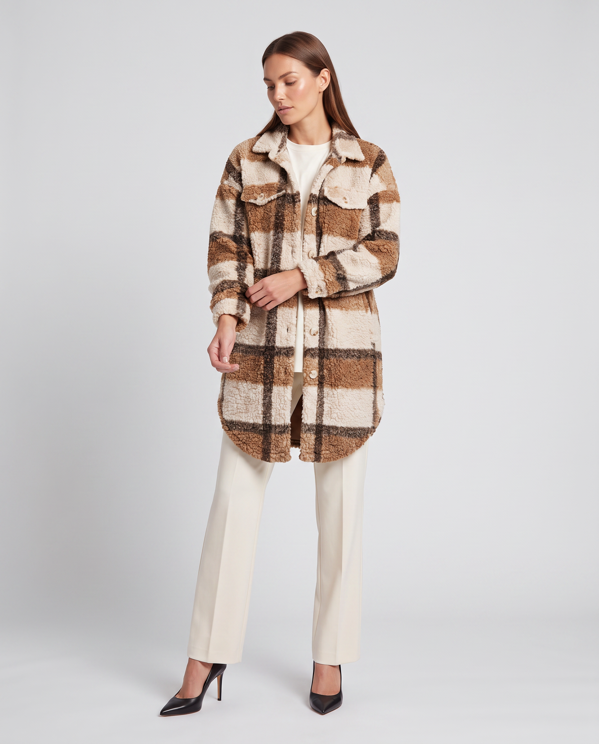 Teddy Jacket – Isabella Plush Check Overshirt
