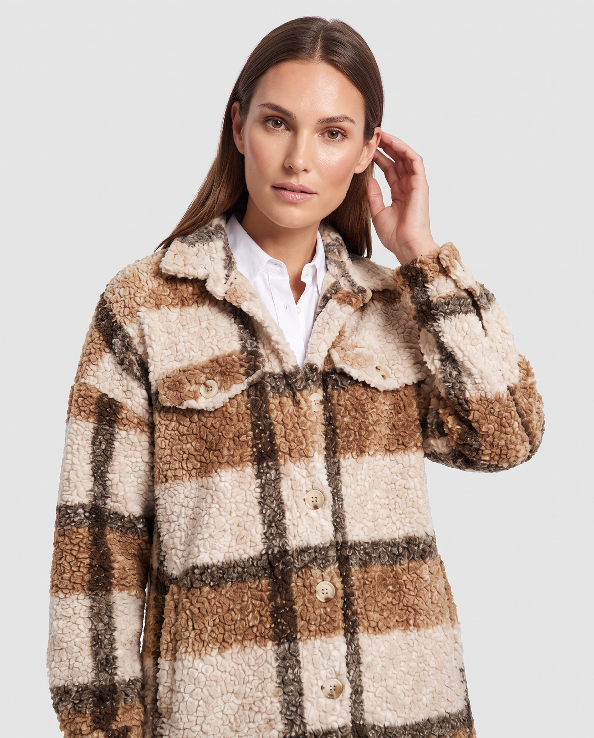 Teddy Jacket – Isabella Plush Check Overshirt