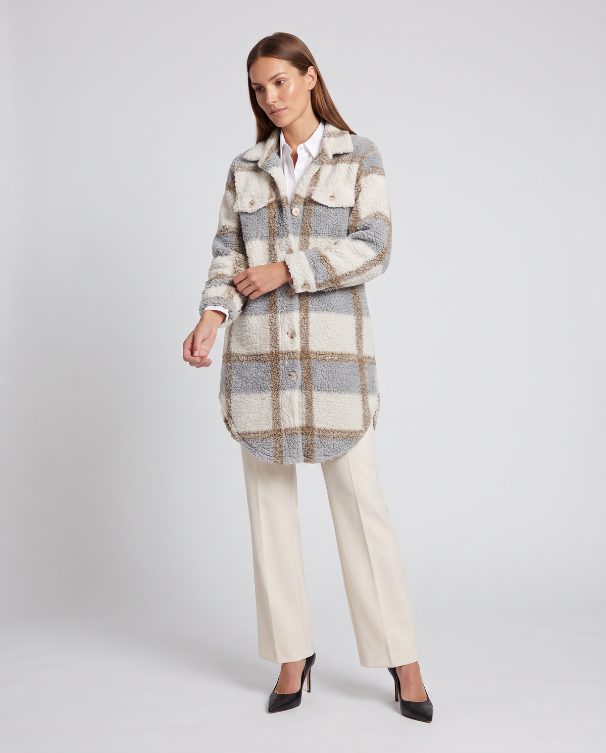 Teddy Jacket – Isabella Plush Check Overshirt