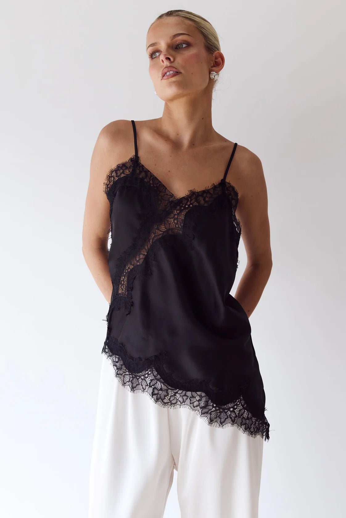 Solea | Lace Trim Camisole Top