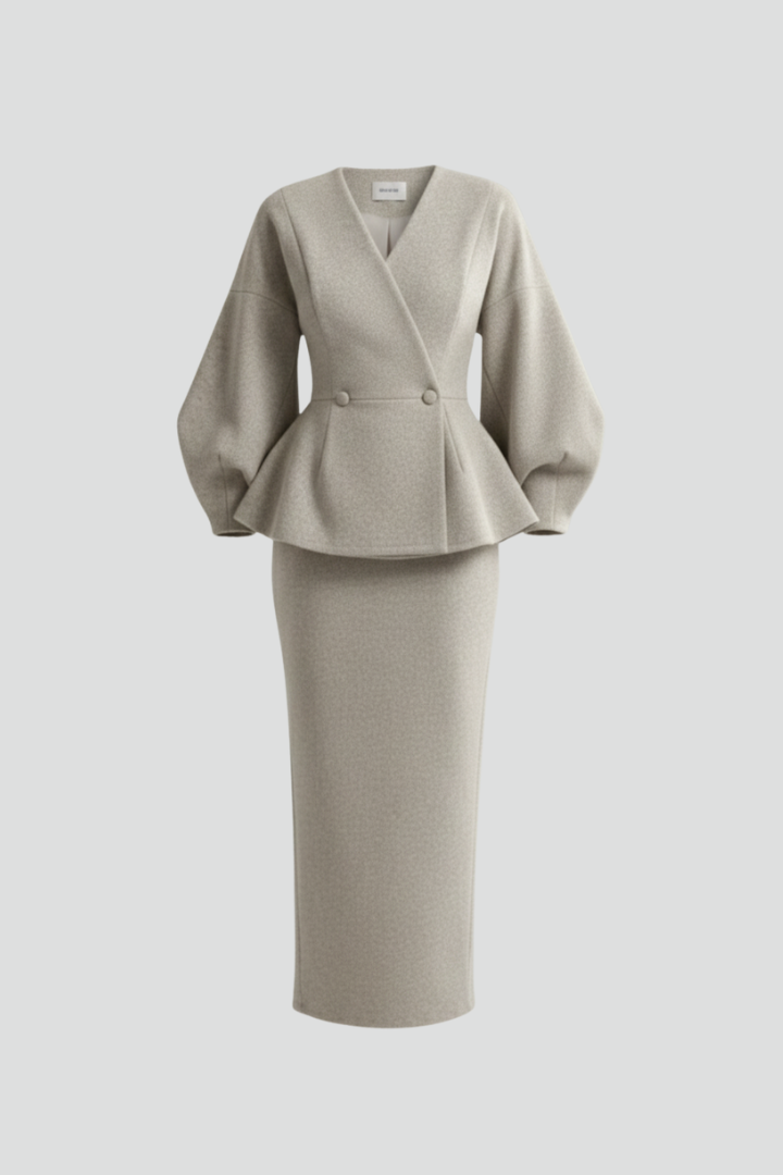 Camille Puff Sleeve Blazer & Midi Skirt Set