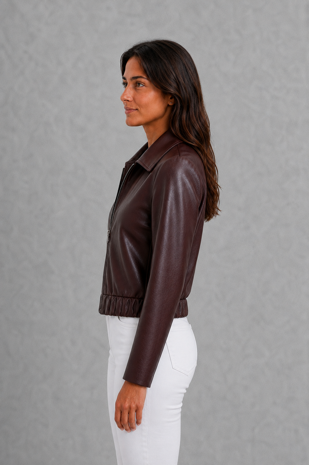 Alessia Leather Look Cropped Jacket