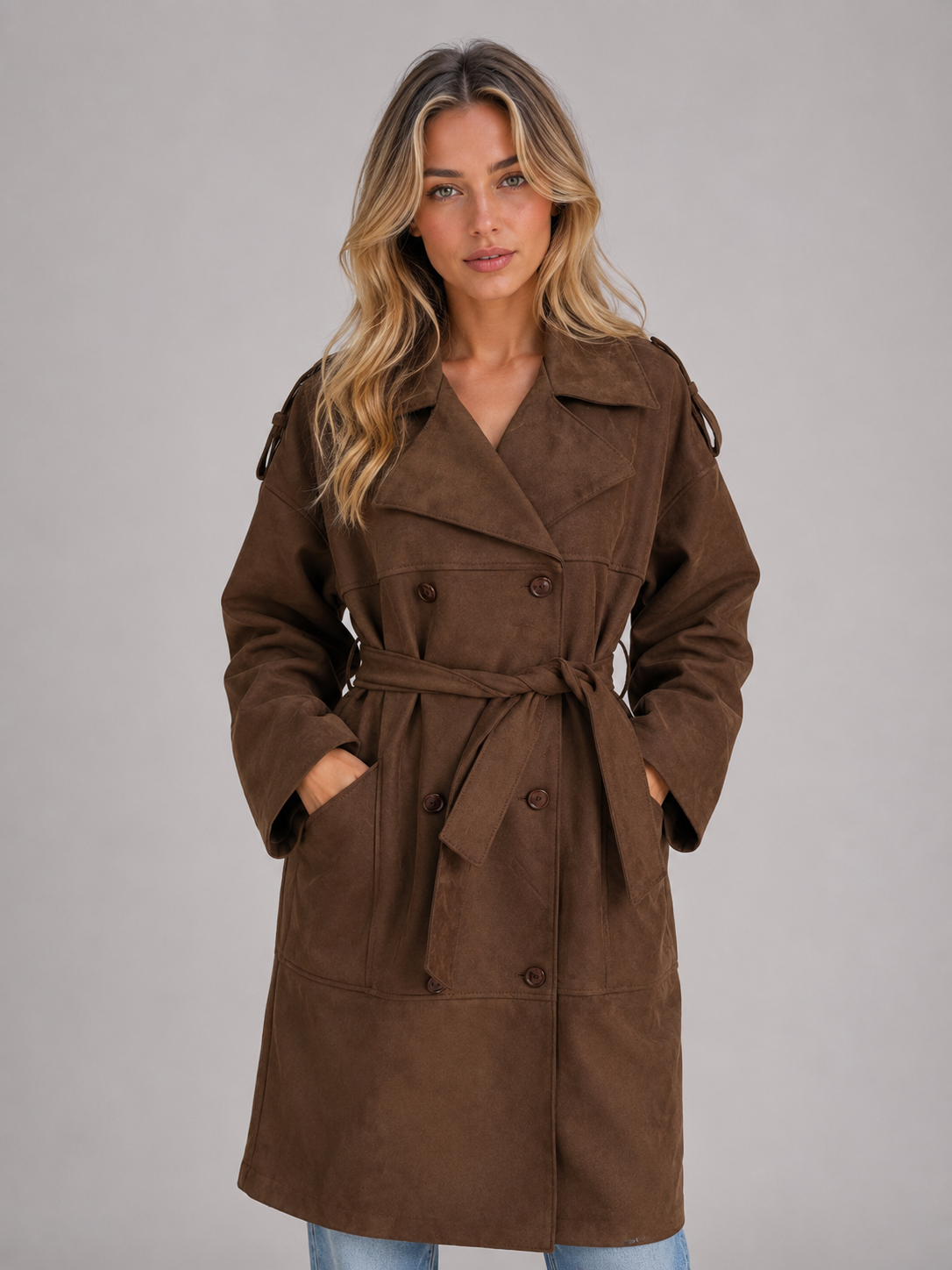 Diana Suede Look Trench Coat