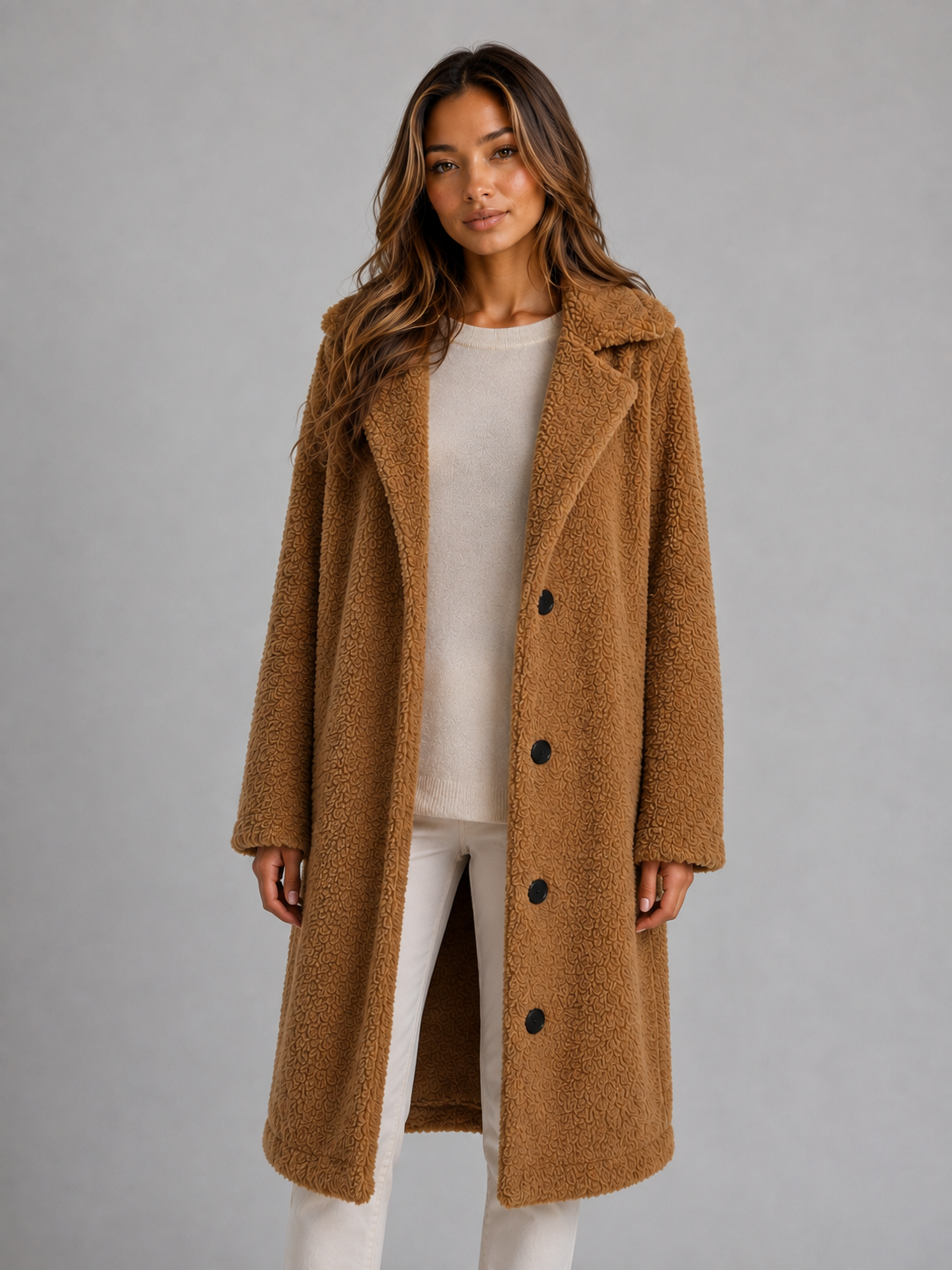 Camille Longline Teddy Coat