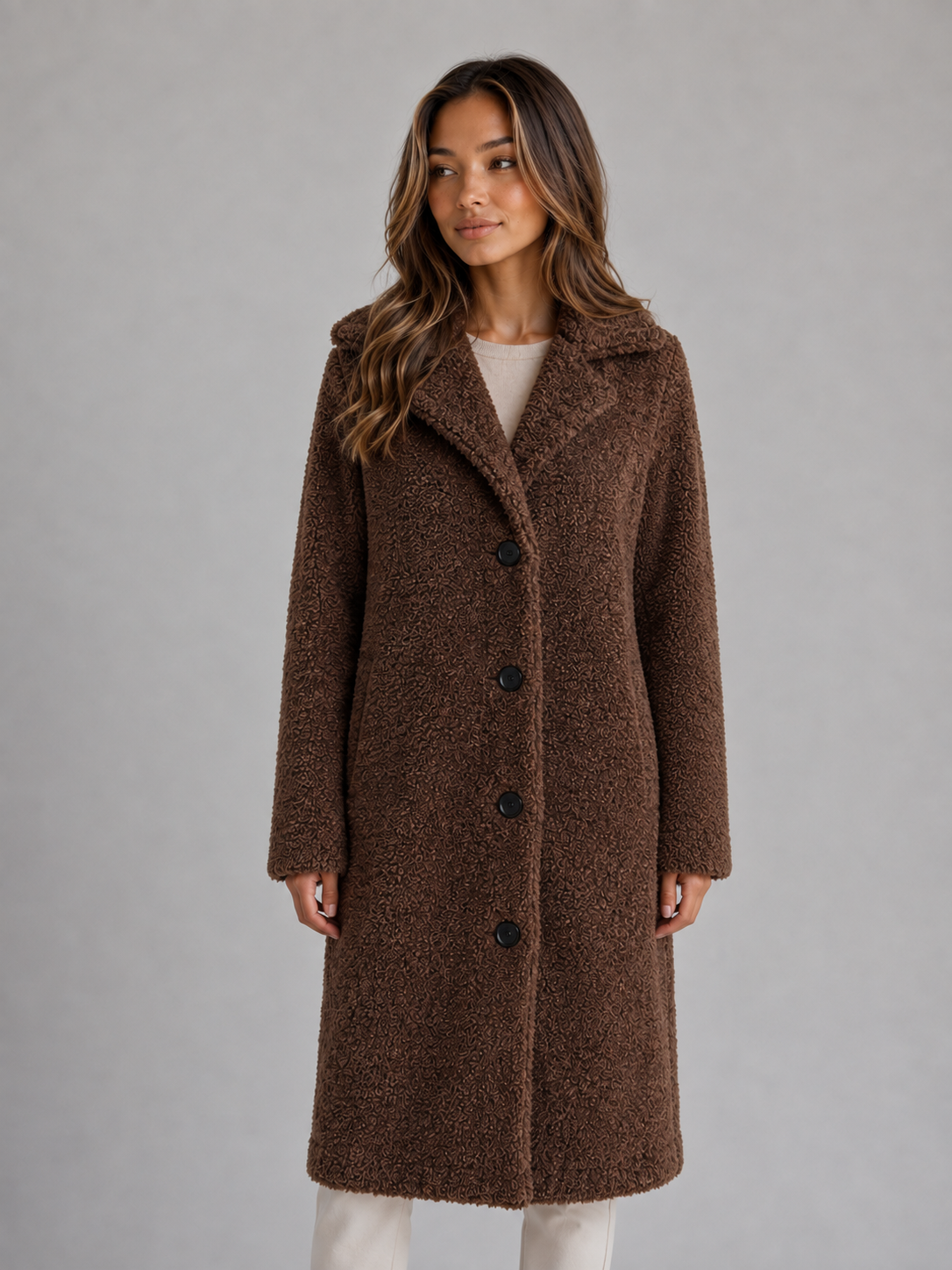 Camille Longline Teddy Coat