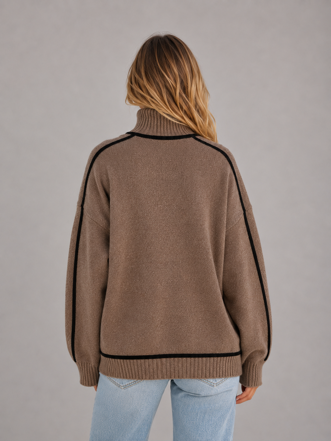Women's Roll Neck Jumper – Soft Knit Oversized Sweater