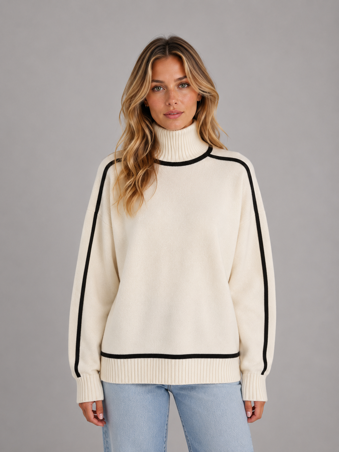 Women's Roll Neck Jumper – Soft Knit Oversized Sweater