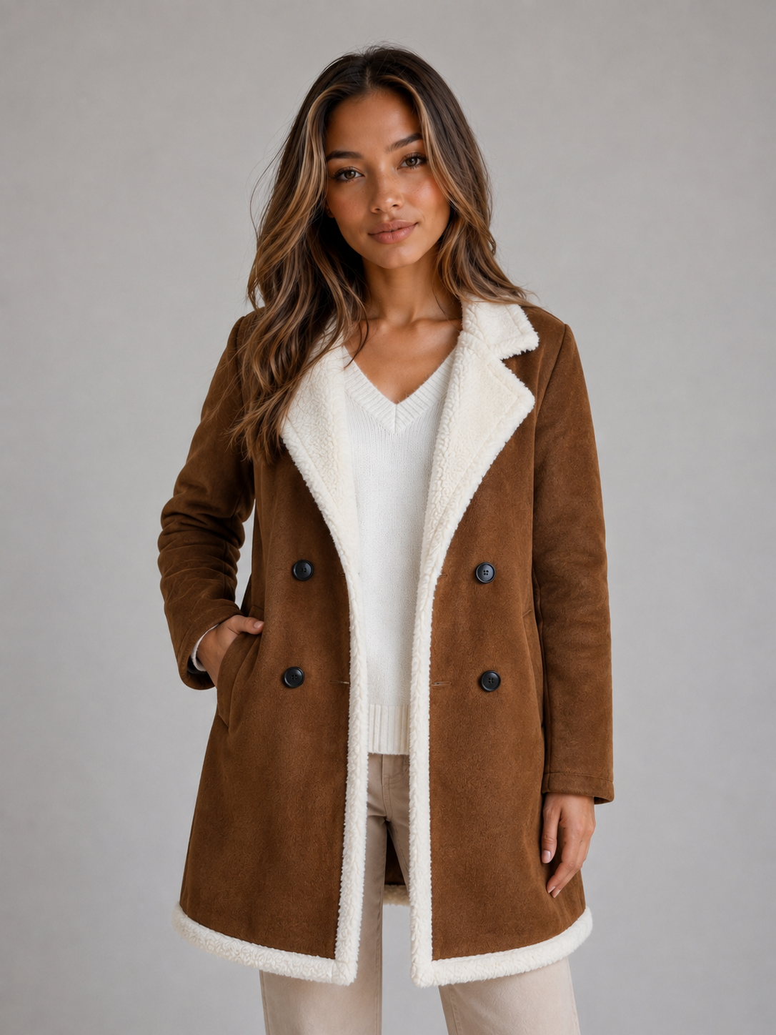 Vienna Longline Suede Teddy Coat