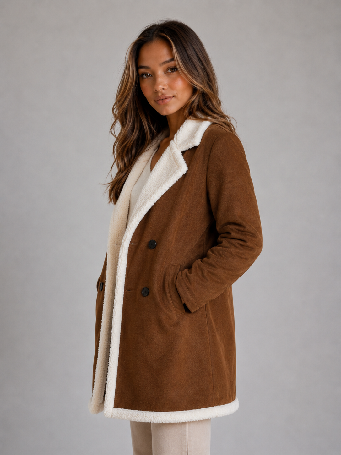 Vienna Longline Suede Teddy Coat