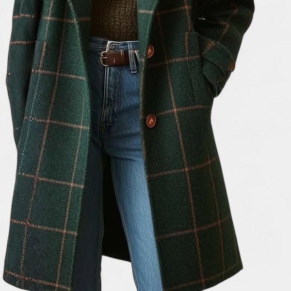 Adriana Plaid Winter Trench Coat
