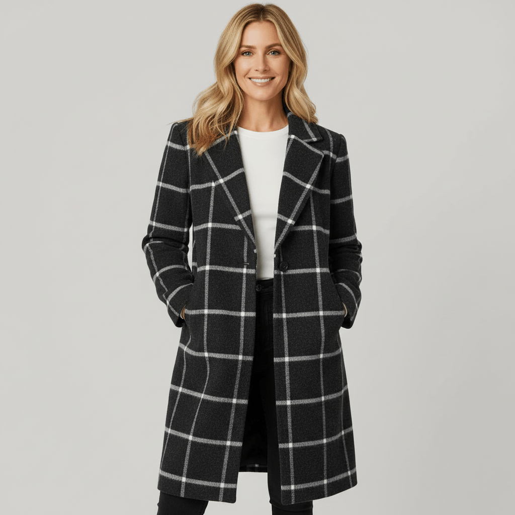 Adriana Plaid Winter Trench Coat
