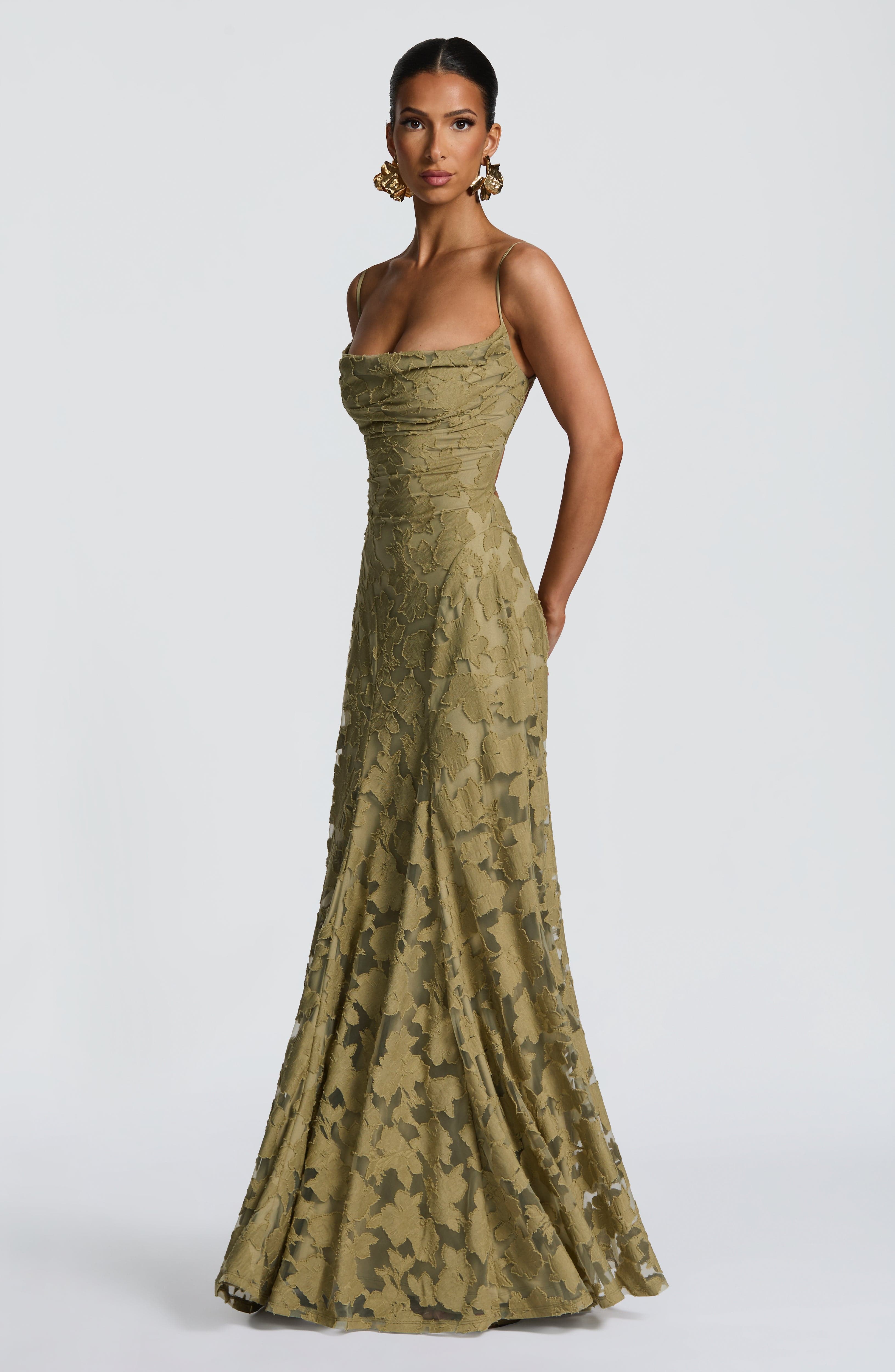 Rosalie Floral Cowl Neck Maxi Dress