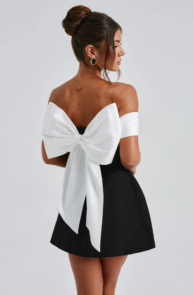 Delfina | Contrast Bardot Bubble Mini Dress
