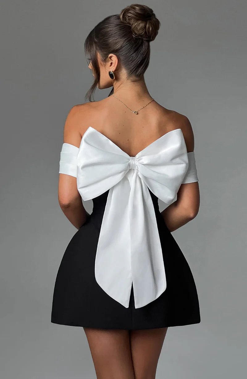 Delfina | Contrast Bardot Bubble Mini Dress