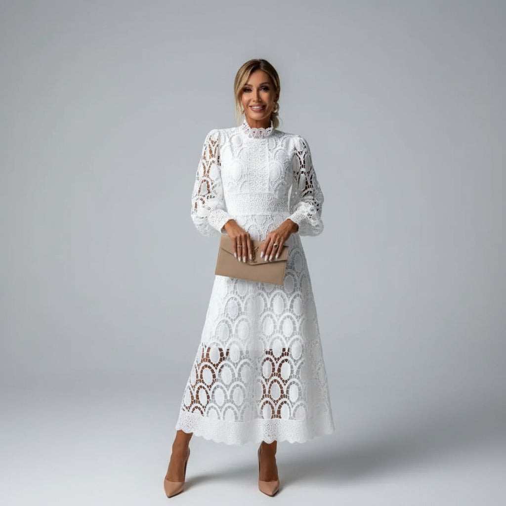 Marit Long Sleeve Wedding Guest Midi Dress