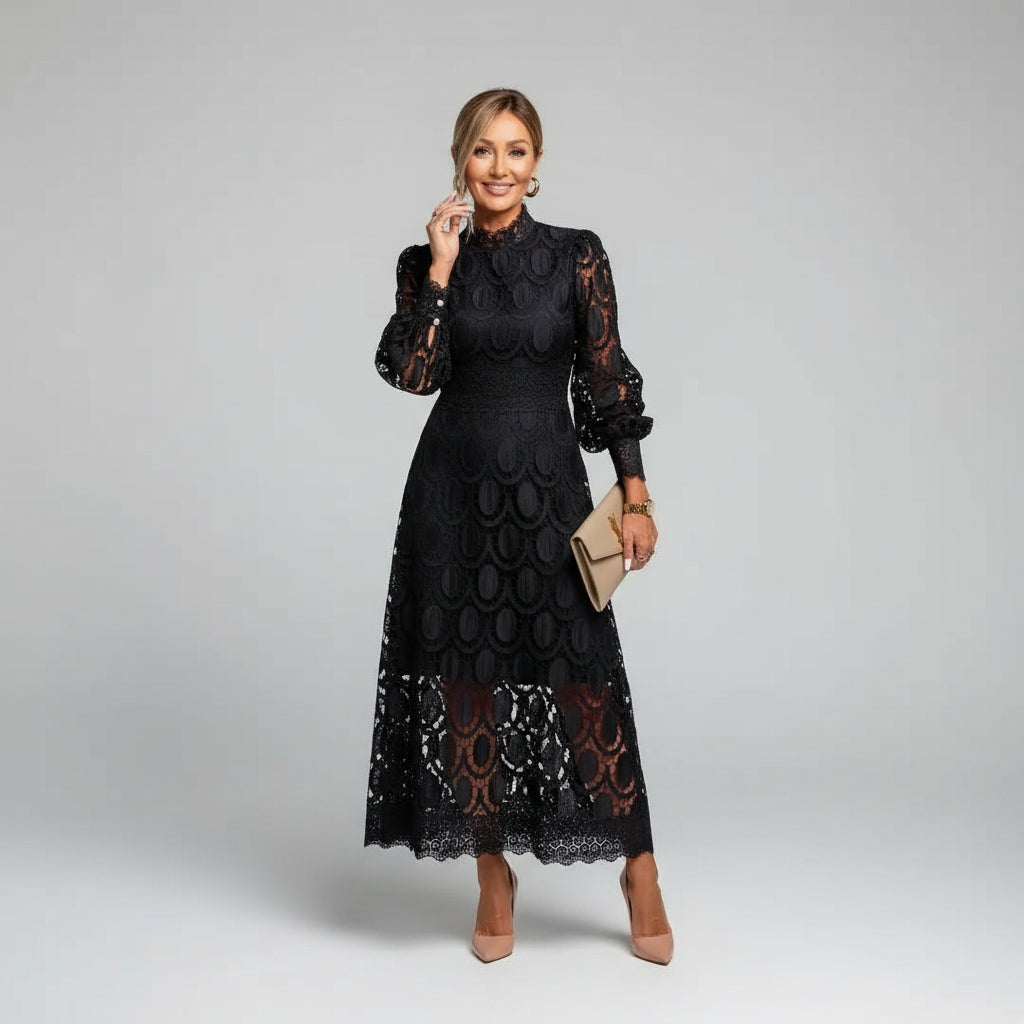 Marit Long Sleeve Wedding Guest Midi Dress
