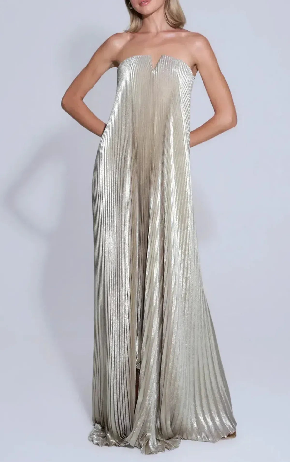 Aleya | Pleated Tie Gown