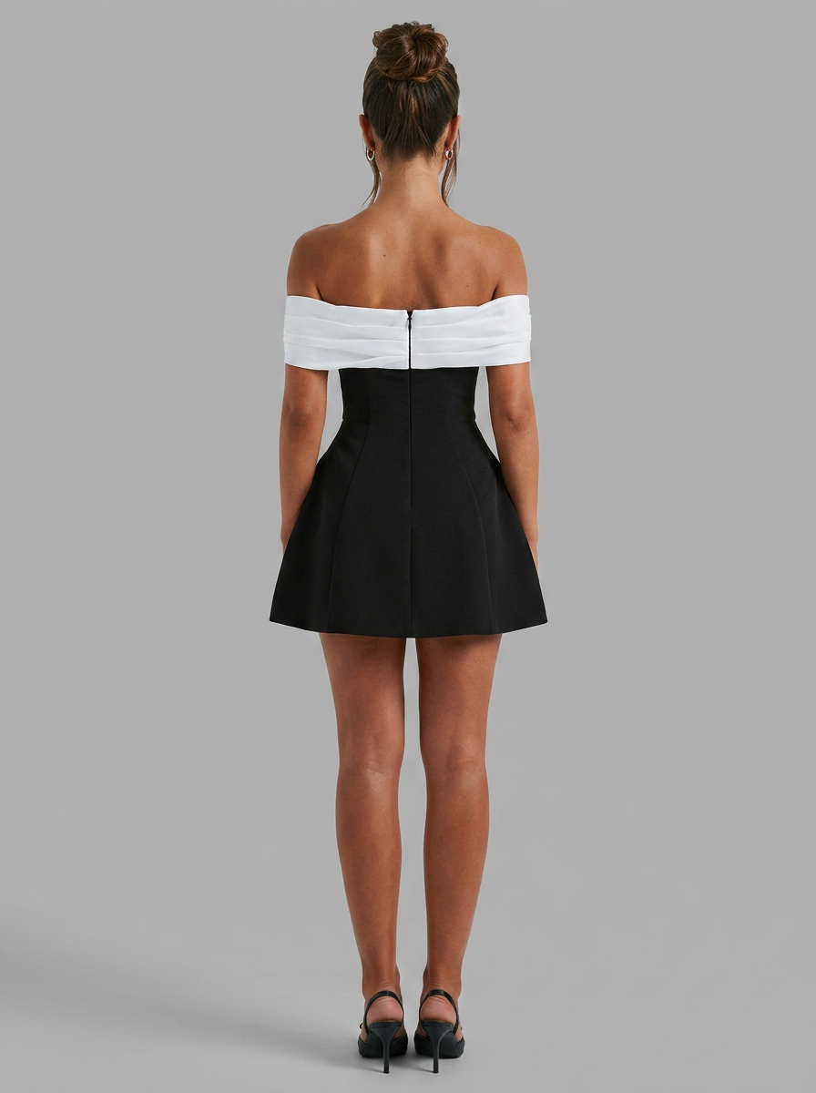 Delfina | Contrast Bardot Bubble Mini Dress