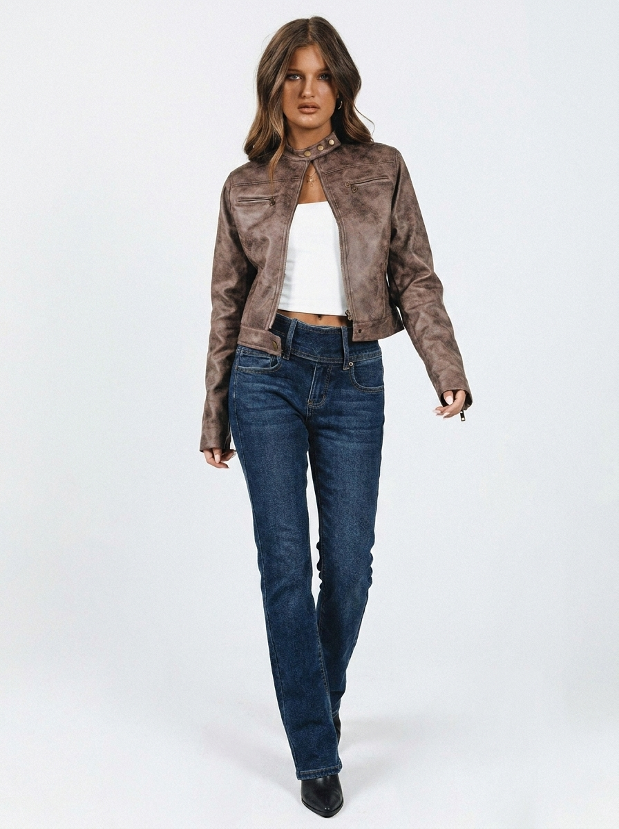 Alessia Cropped Faux Leather Jacket