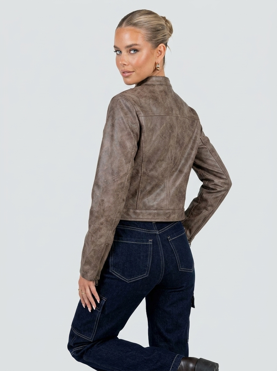 Alessia Cropped Faux Leather Jacket