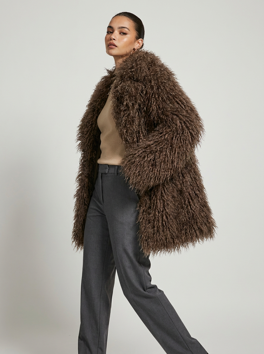 Women's Faux Fur Coat – Valentina Mongolian Faux Fur Coat