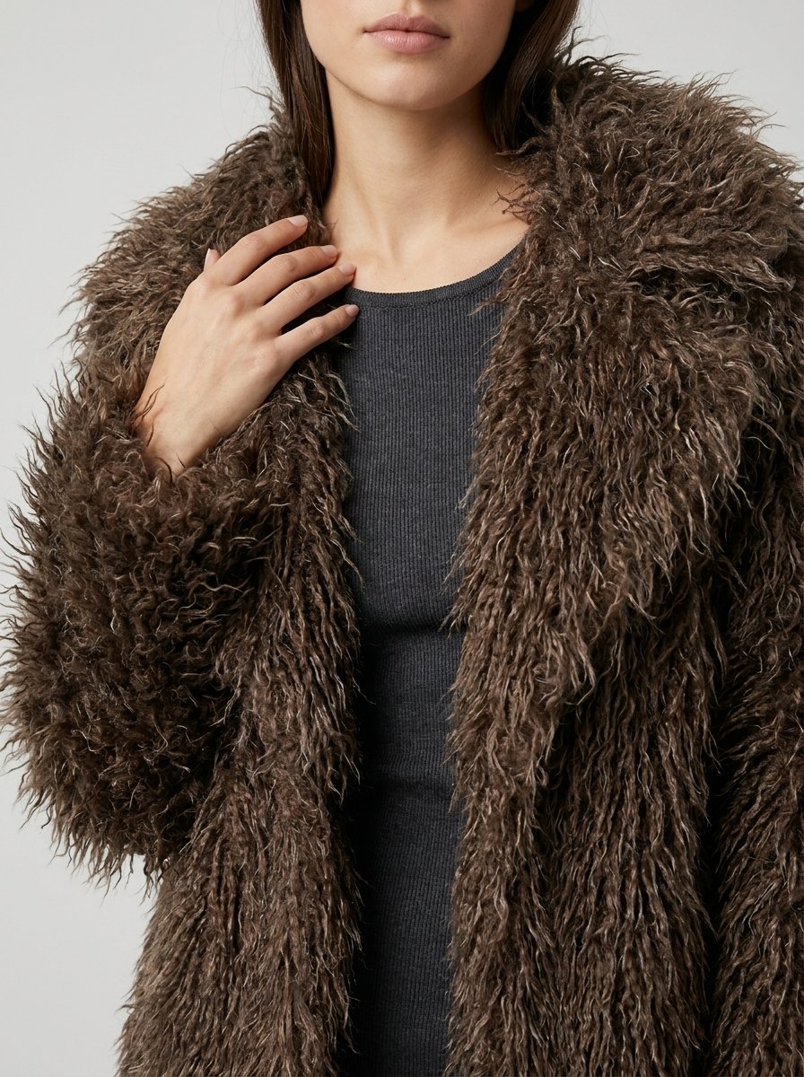 Women's Faux Fur Coat – Valentina Mongolian Faux Fur Coat